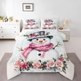 thumbnail image 3 of Homewish Cartoon Christmas Snowman Full Size Comforter Sets, Rustic Flower Floral Bedding Comforter Set, Teens Kids Boys Girls Reversible Bedding Sets, Microfiber Bedroom Decor, 3 Pieces, 3 of 8