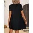 thumbnail image 2 of Women's Scalloped Hem Round Neck Short Sleeve Dress 100% Polyester Lightweight Breathable Everyday Wear Office, 2 of 7