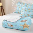 thumbnail image 4 of jejeloiu Ocean Theme Bed Spread Queen Kids,Cute Starfish Seashell Queen Coverlet Set For Girls,3pcs, 4 of 7