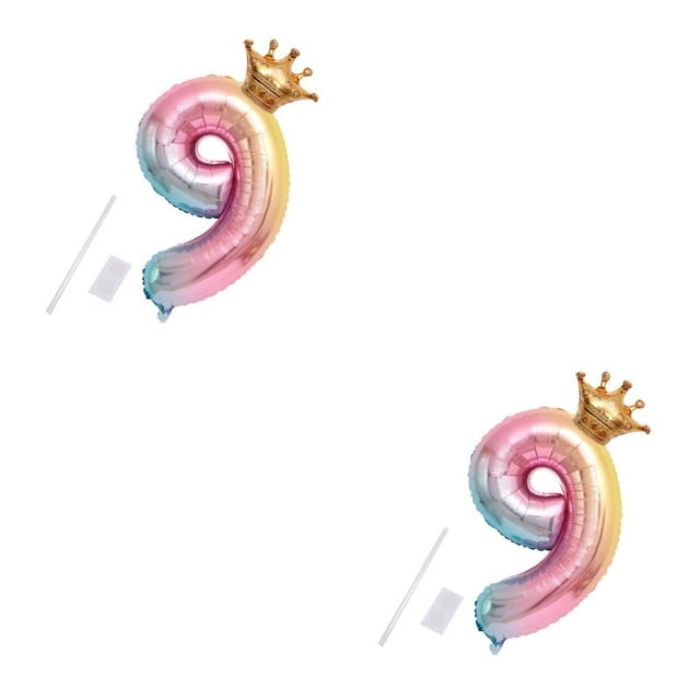 Decodeary 32 inch Gradient Color Digit Foil Balloons Happy Birthday Rainbow Number Ballons Wedding Birthday Party Christmas Decorations 10 2Set