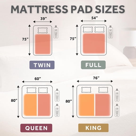 Electric Heated Mattress Pad Queen 80" x 60"