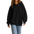 thumbnail image 5 of Women Oversized Hoodie Long Sleeve Drop Shoulder Pullover Solid Color Loose Fit Casual Hooded Sweatshirt, 5 of 9