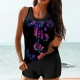 thumbnail image 3 of Tqyyweavej Womens Floral Tankini Swimsuits Sleeveless Loose Scoop Neck Tank Top and High Waist Black Tummy Control Swim Board Shorts, 3 of 7