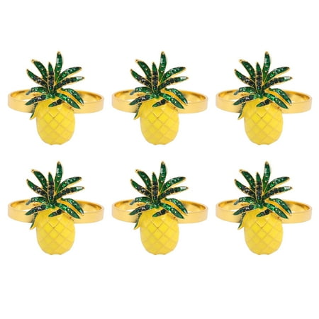 

6Pcs Cute Napkin Rings Pineapple Shining yellow Christening Bangle