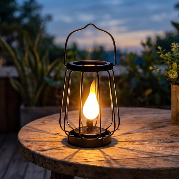 Solar Flame Light, Sensor Metal Garden Lamp, Outdoor Yard Landscape Light, Flickering Ambience Fixture for Patio Lawn Backyard Pathway Decoration