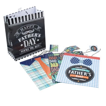 GIFT BAG FATHERS DAY 4AST DESIGN LARGE 10W X 12L X 5G, Case Pack of 24