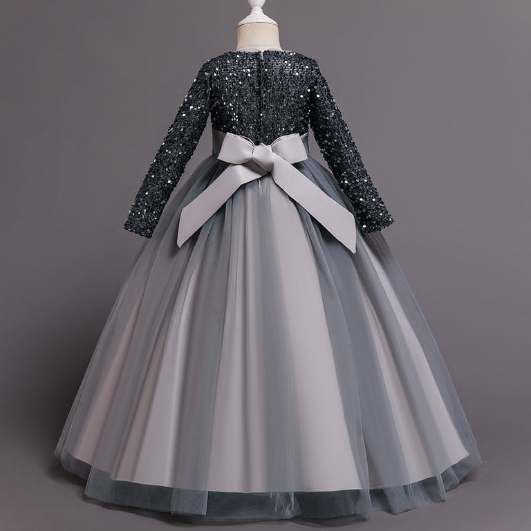christmas dress for 13 year old girl Gray with Sleeves and rhinestones wedding, Christmas, new pageant, graduation, Birthday ages 12-13 years product_family:BEBE2271