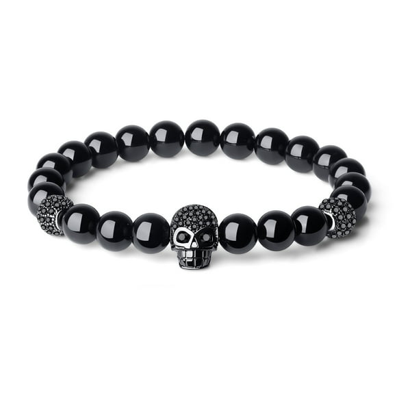 Pulsera COAI Crystal Turmalina negra con colgante de calavera