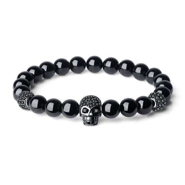 Pulsera COAI Crystal Turmalina negra con colgante de calavera