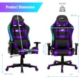 thumbnail image 2 of Gymax Gaming Chair Adjustable Swivel Computer Chair w/ LED Lights & Remote Purple, 2 of 10