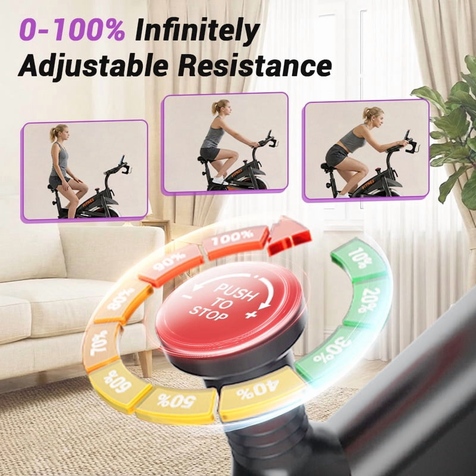 LEZEE Exercise Bike Indoor Cycling Bike Adjustable Resistance for Home Workout Use Max Weight 300 lbs with Extra Comfort Seat