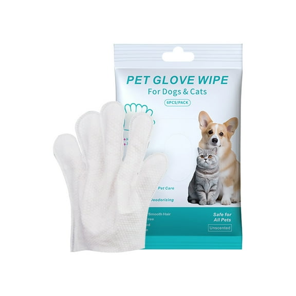 Yooshoverk Disposable Pet Cleaning Gloves for Cats/Dogs - 9.5x5.7x0.7in Bathing Mitts with Deodorizing & Dual-Texture Design, Waterless Full-Body Grooming Gloves