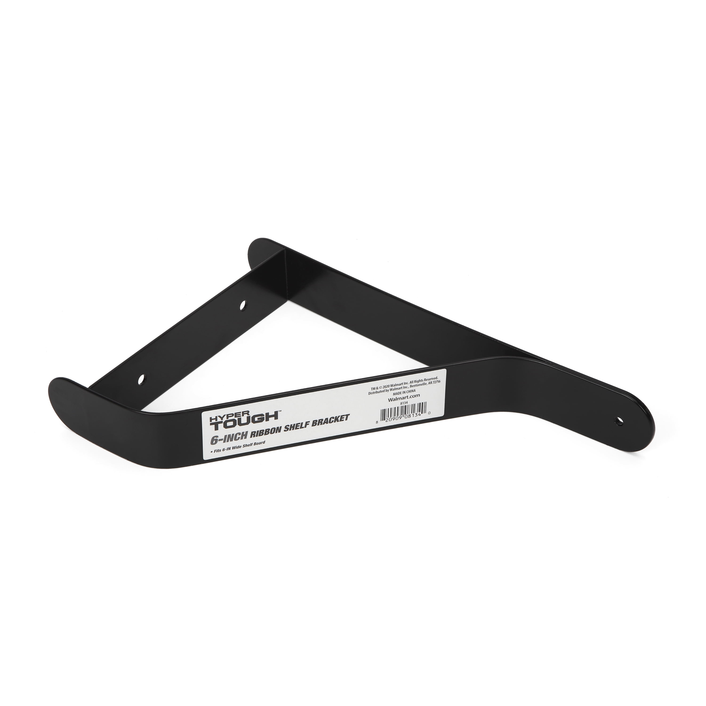 Hyper Tough 6-Inch Black Metal Ribbon Shelf Bracket, 8134