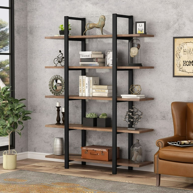 Tribesigns Wood Heavy Duty 5-Tier Decorative Shelving Unit (20.47-in W x 11.81-in D x 59.44-in H), Brown | HOGA-U0074