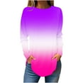 thumbnail image 3 of QATAINLAV Womens Casual Loose Long Sleeve Shirts Plus Size Round Neck Pullover Tops Cute Gradient Print Tunic Blouse Purple L, 3 of 6