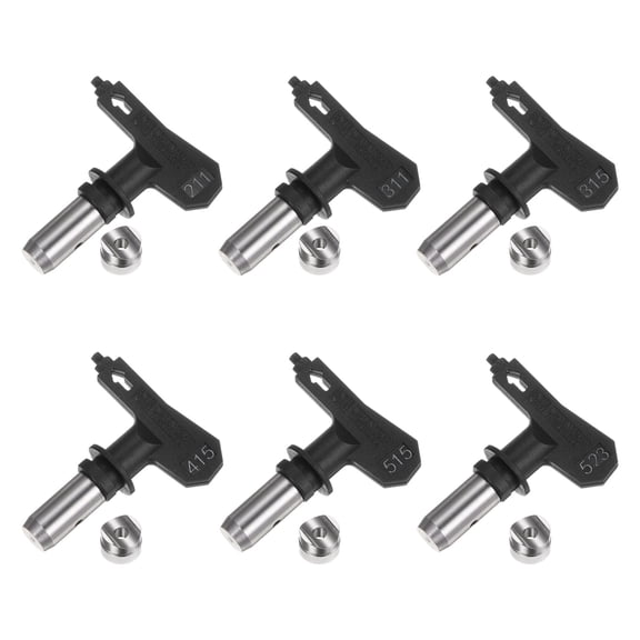 6 Packs Different Sizes Reversible Spray Tips for Airless Sprayer 211, 311, 315, 415, 515, 523