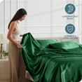 thumbnail image 4 of Bare Home Luxury Poly Satin Sheet Set for Hair and Skin, 15” Deep Pockets, King, Forest Green, 4 of 8