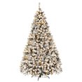 thumbnail image 1 of Costway 9ft Pre-Lit Premium Snow Flocked Hinged Artificial Christmas Tree w/ 550 Lights, 1 of 10