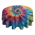 thumbnail image 4 of Colorful Rainbow Tie Dye Spiral Pattern Round Tablecloth 60"x60",Wrinkle Wipeable Table Cloth for Kitchen Dining Room Picnic Patio Party, 4 of 6