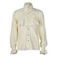 thumbnail image 1 of Camisas Vaqueras Para Hombre Manga Corta Camisa gótica de encaje vintage para hombre con cuello levantado y manga larga (Yellow, L), 1 of 4