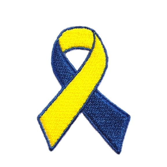 Awareness Ribbon Down Syndrome Embroidered Sew/Iron On Patch 2.5" x 1.8"