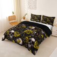 thumbnail image 2 of Homewish Spooky Halloween Skull Bedding,Rustic Plant Flower Duvet Cover Full,Black Reversible,3pcs,1 Duvet Cover and 2 Pillowcases, 2 of 6
