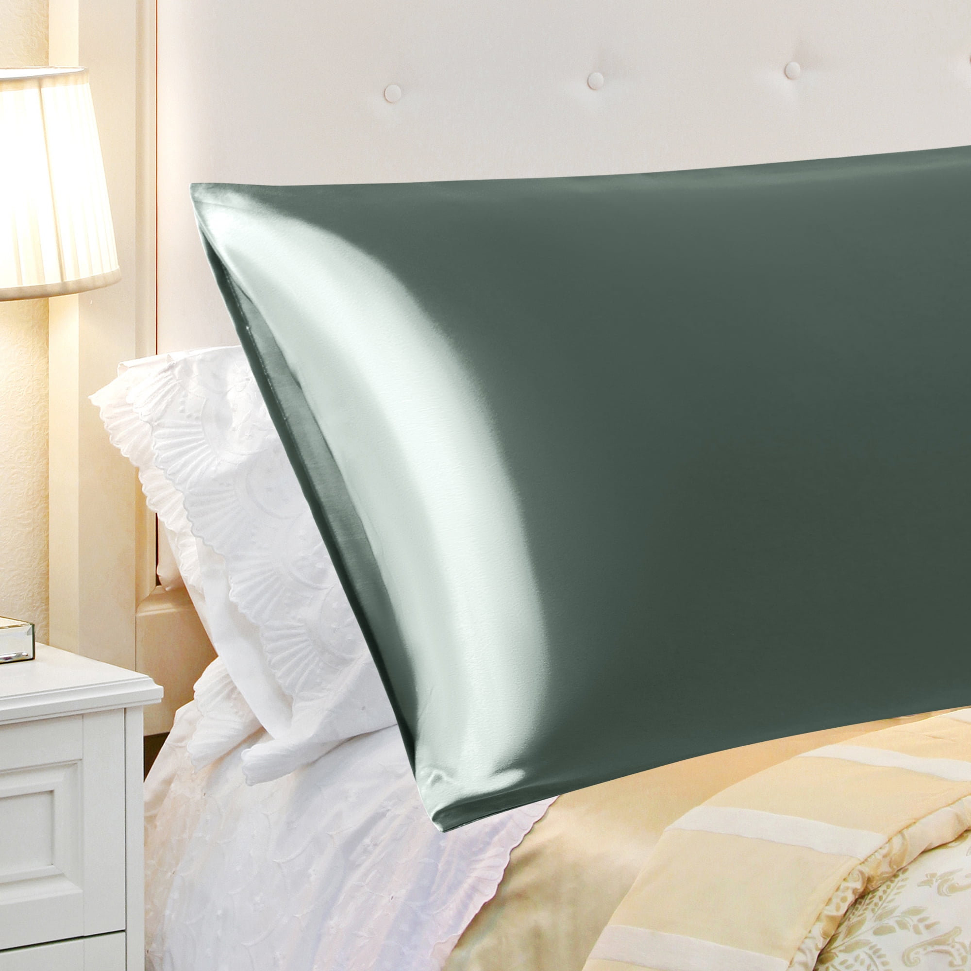 Unique Bargains Smooth Satin Body Pillow Cover Case, 20" x 54" Gray