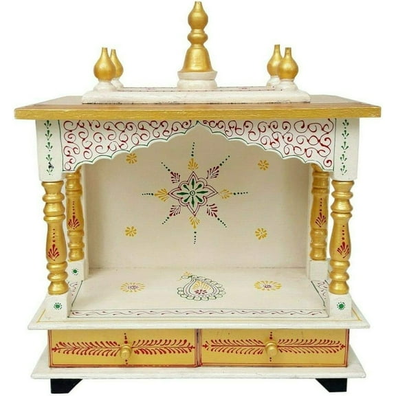 Kamdhenu art and craft Wood Religious Home Temple, Gold, 18 x 9 x 21 inch