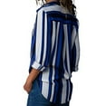 thumbnail image 4 of Women's Long Sleeve Button Down V Neck Striped Print Chiffon Shirt Top,Womens Tops Long Sleeve Shirts for Women Button Up Stripes Casual Blouses, 4 of 8