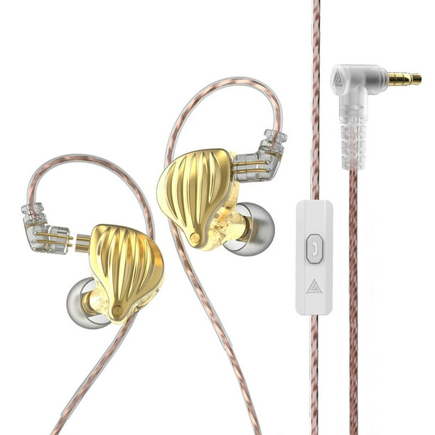 Bearachild Auriculares intrauditivos con Cable desmontable de 3,5mm, auriculares con cancelación de ruido para teléfono, auriculares dinámicos de 2 pines Electrónica Oro con micrófono