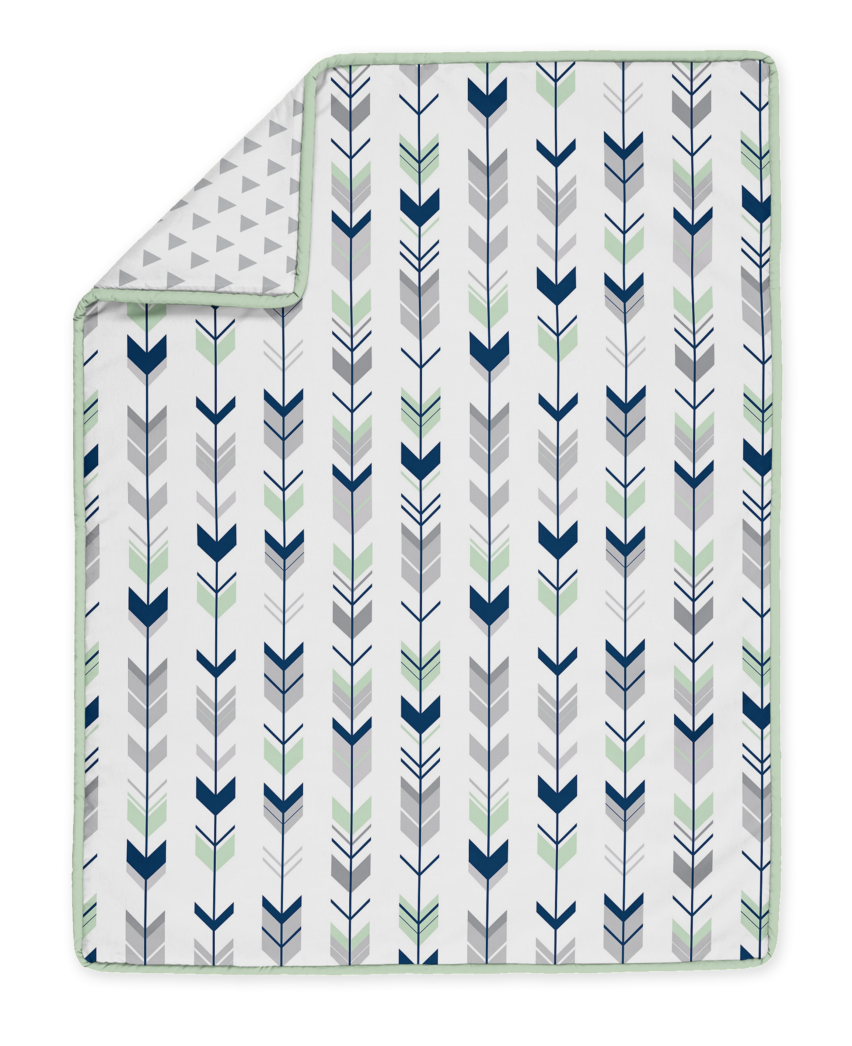 Sweet Jojo Designs Mod Arrow Grey Blue and Green 4 Piece Crib Bedding Set