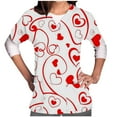 thumbnail image 2 of Xfvqtps Valentine's Day Scrub Tops for Women Comfortable Lightweight Medical Nursing Uniform Short Sleeved V-neck Working Uniform With Pocket Red, 2 of 5