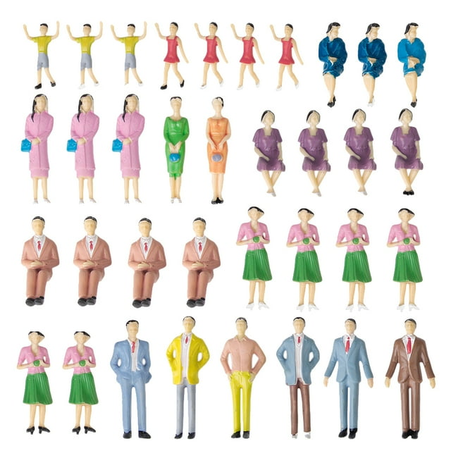 Figuras Pintadas de 50 Piezas, Surtido, Modelo de Personas Sentadas Y de Pie, Modelo de Estación de Calle Macarena Figuras modelo pintadas