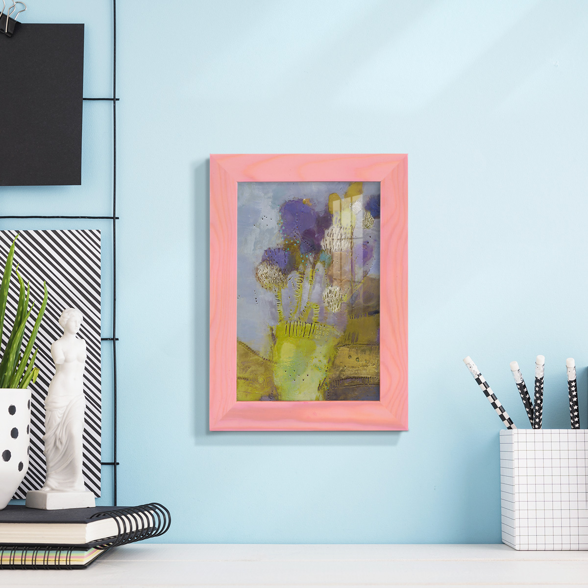 Blumen II -Framed Print w/glass-Sunset Pink