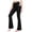 Black, variant on Girls Flare Leggings Criss Cross High Waisted Bell Bottom Kids Workout Dance Yoga Bootcut Pant with Pocket