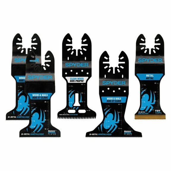 Spyder 5-Piece Bi-Metal Wood And Metal Cutting Oscillating Tool Blade (1-3/4, 2-1/2, and 1-3/8-Inch) 70000