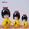 thumbnail image 4 of Muñecas de madera para niñas Kokeshi hechas a mano, lindas, orientales, japonesas, rojo oscuro, rosa, 14cm, 11cm, 8cm, nuevas, 3 piezas, 4 of 4