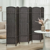 HOMCOM Room Divider, 6 Panel Folding Privacy Screen, 5.6' Tall Freestanding Partition for Home Office, Bedroom, Brown