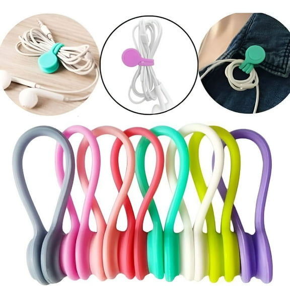 ICERUN 2026 New Reusable Silicone Magnetic Cable Ties for Bundling and Organizing,Holding Stuff,Book Markers,Fridge Magnets,Or Just for Fun for Cables, Cords, Office, Home Assorted Color