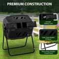 thumbnail image 3 of edx 43 Gal Dual Chamber Compost Bin with Tumbling Design & Sliding Doors, Outdoor Garden Waste Recycling Tumbler for Organic Composting,Black, 3 of 7
