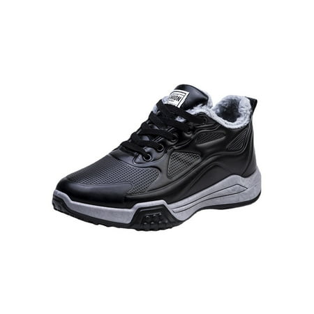

SIMANLAN Mens Athletic Shoes Sport Trainers Lace Up Sneakers Gym Lightweight Walking Shoe Running Comfort Black with Plush Lined 7.5