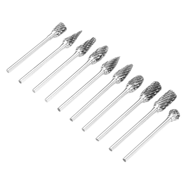 Juego de fresas rotativas, 10 piezas de carburo de tungsteno, broca rotativa de metal, lima rotativa, apariencia llamativa