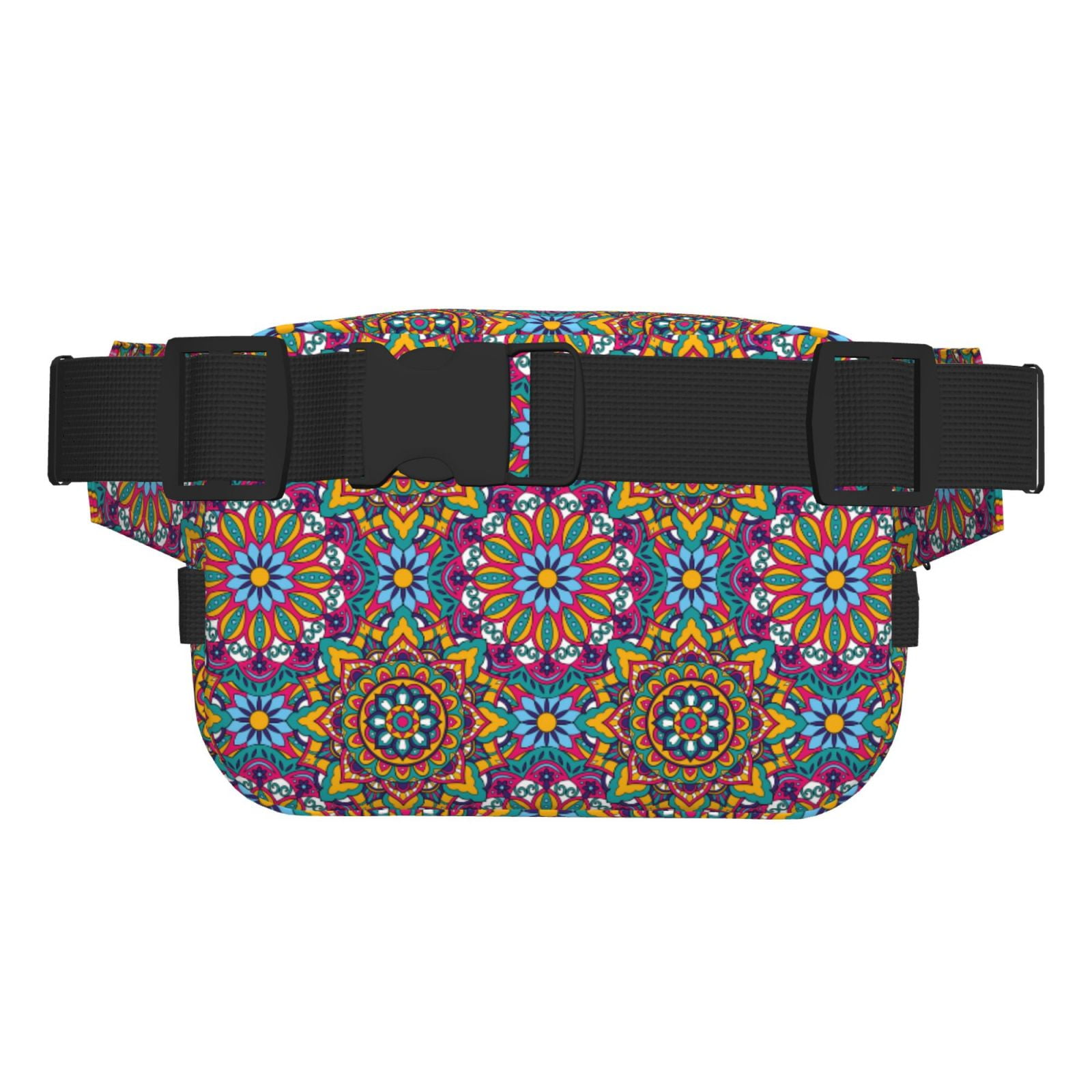 Picia Mandala Print Square Double-Layer Waist Bag Mini Adjustable Waist Belt Bag Exercise Running Travel Hiking