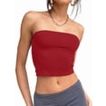 thumbnail image 4 of Women'S Tube Tops Strapless Crop Tops Basic Backless Sleeveless Going Out Outfits Summer Clothes Red XS, 4 of 10