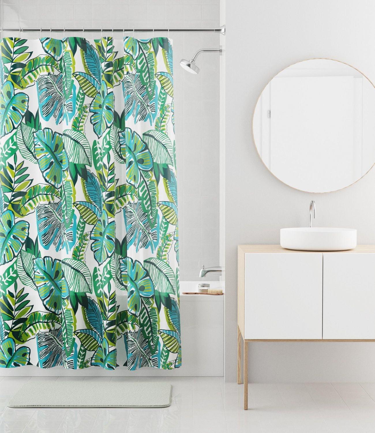 Mainstays Recycled PEVA Decorative Shower Curtain, Waterproof, Medium Weight, Assorted Designs, 70" x 72"