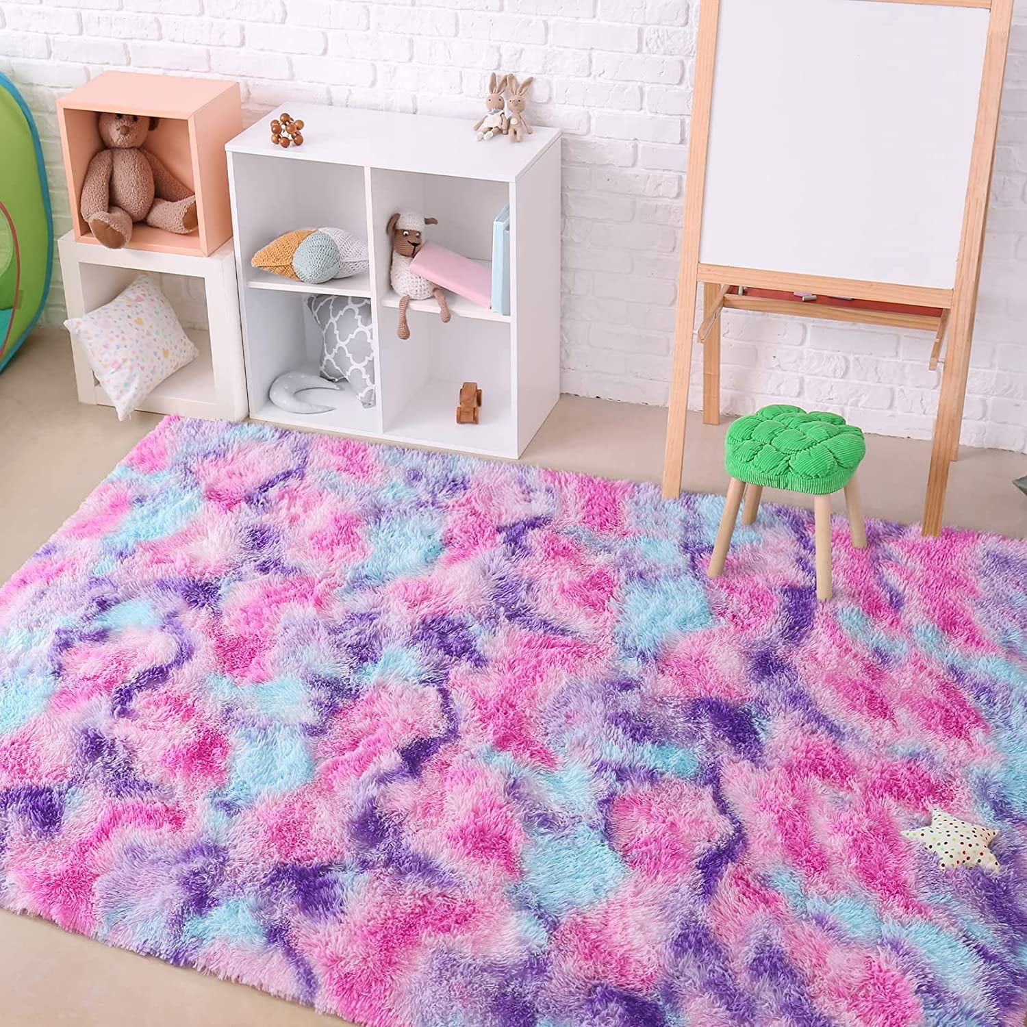 Noahas Modern Abstract Shaggy Rugs Fluffy Carpet For Living Room Bedroom Nursery Room, Purple, 8'x10'