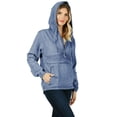 thumbnail image 3 of Womens Premium Cotton Casual Hoodie Half Zip Pullover Denim Jean Jacket (Medium Blue, L), 3 of 3