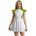 thumbnail image 2 of YiZYiF Womens Halloween Alien Cosplay Costume Metallic Shiny Cap Sleeve A-line Dress Rave Outfits Green L, 2 of 7