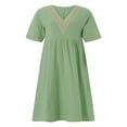 thumbnail image 1 of CNKOO Contrast Color Loose A-Line Party Dress for Women with Short Sleeves, 1 of 9