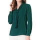 thumbnail image 1 of INSPIRAR CHIC Blusas de Manga Larga para Mujeres Chifón Plisado con Cuello de Lazo Camisa de Oficina XL Verde Oscuro, 1 of 8